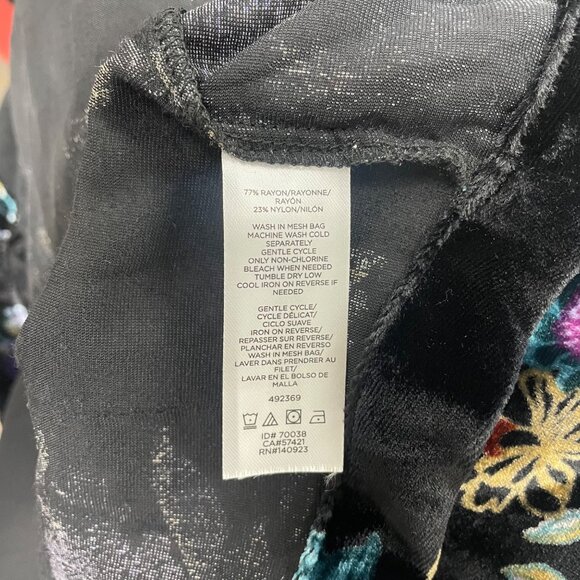 Loft Womens Black Velvet Floral Open Front Cardigan Size M/L - Picture 5 of 6